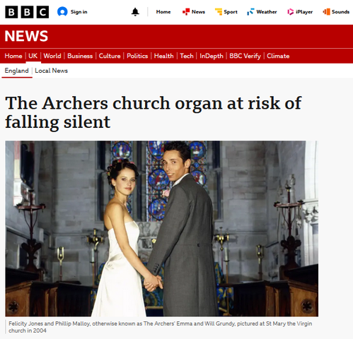 The Archers church organ at risk of falling silent